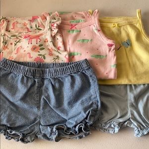 Outfit of onesie and shorts